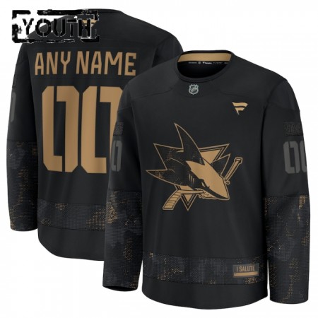 San Jose Sharks Fanatics Military Appreciation Practice Custom 2024-25 Schwarz Trikot - Kinder